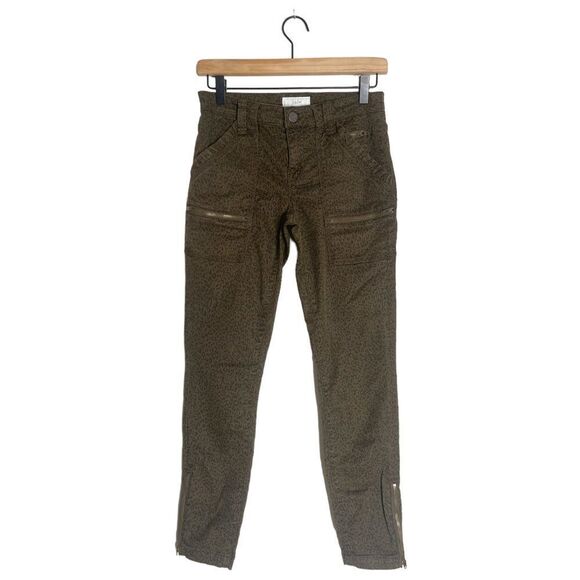 Joie Park Skinny Leopard Green Moto Cargo Ankle Fit Skinny Jeans Size 25 - Picture 2 of 16
